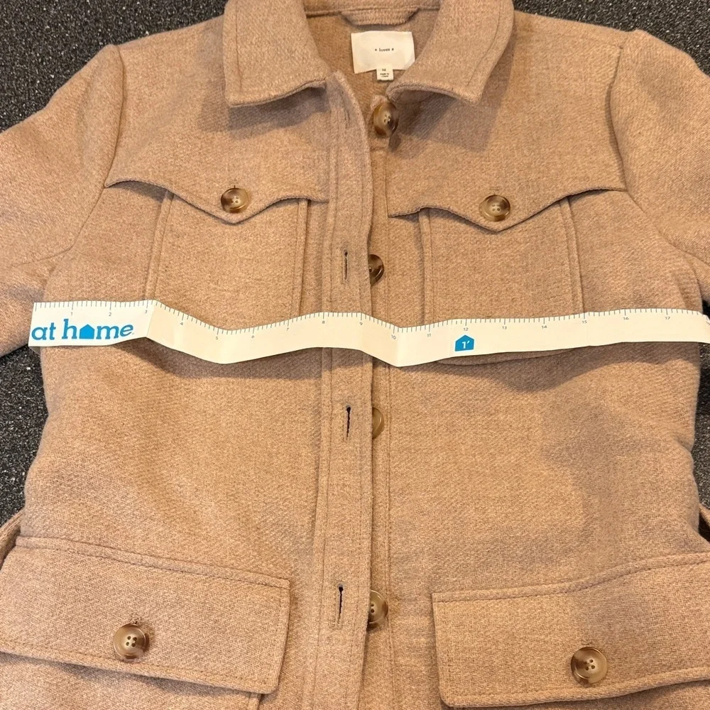 Women's A Loves A Wool Blend Belted tan Coat - size Medium